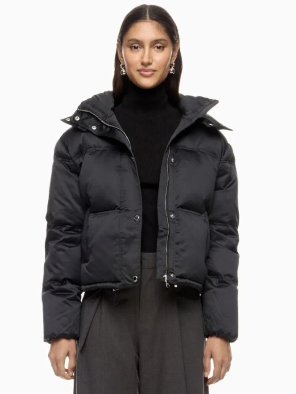 Lauren Ralph Lauren Puffer Jacket Down Filled Black Shine Cropped NWT $365 Sz XL